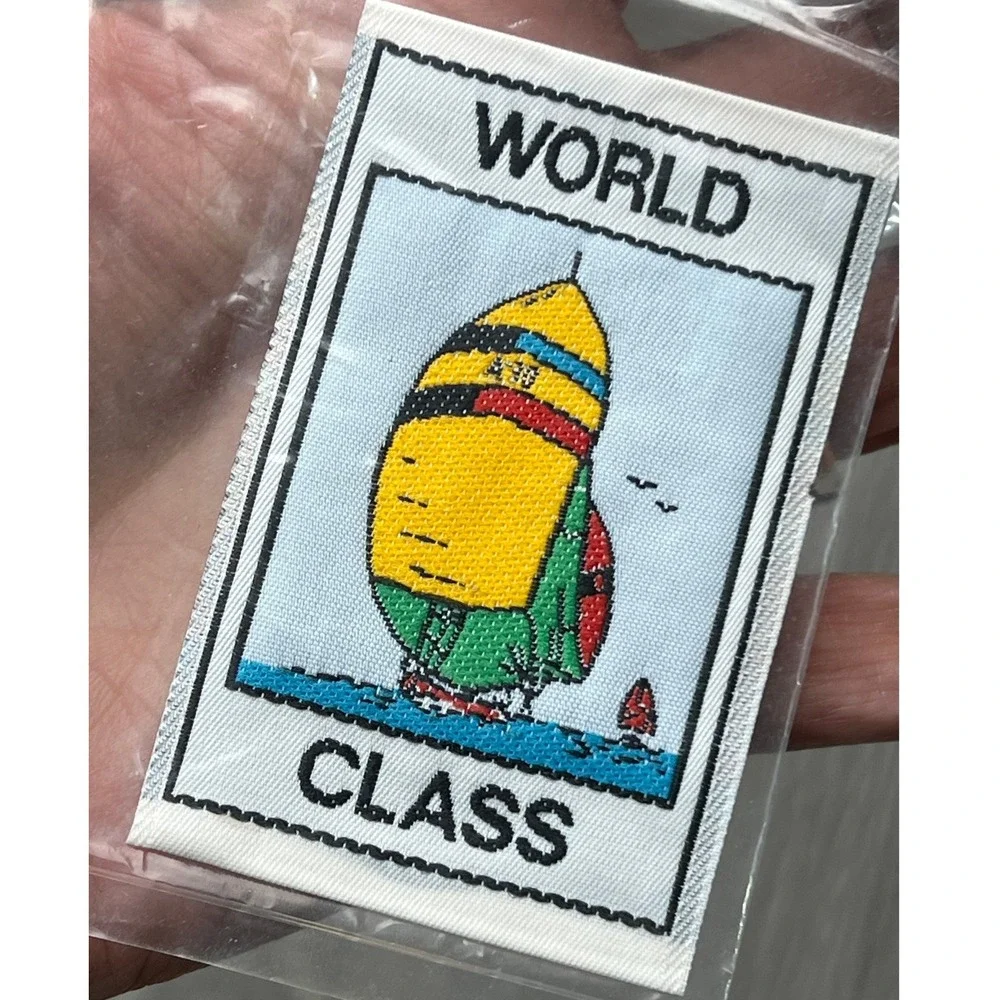 Vintage TDI World Class Sailboat Sew On Woven Label Patch 2W-20 Nautical Retro